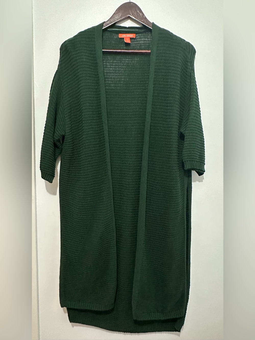 Joe Fresh Forest Green Open-Front Ribbed Cardigan